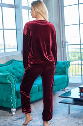 Long Sleeve Top and Pants Lounge Set OutfitFlow